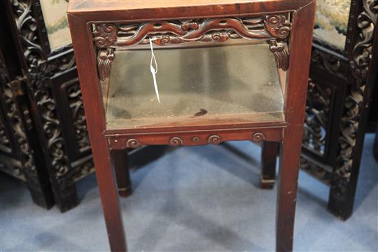 A pair of Chinese hongmu rectangular two tier tables, late 19th century, 1ft 5.5in. x 1ft 1in. H.2ft 7in.